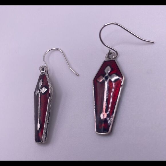 4/$20 Red Coffin Earrings - Picture 2 of 4